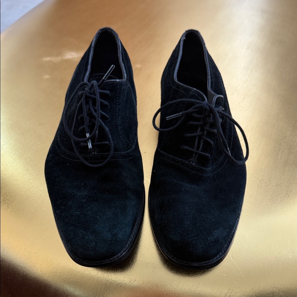 John Varvatos Black Suede Oxfords